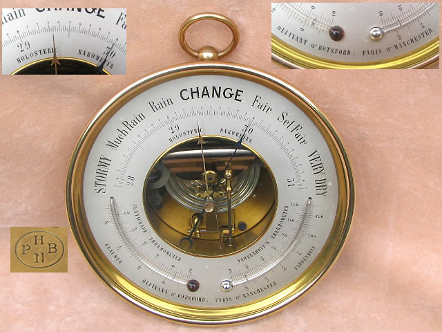 Naudet holosteric barometer retailed  by Ollivant & Botsford